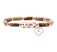 Zircobic Heart Mustard Seed Faith Stretch Bracelet - Natural Rectangle Amethyst Bead String Elastic Jesus Religious Bracelets, Stress Relief Inspirational Bible Verse Jewelry for Christian Women