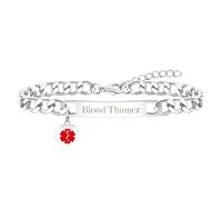 Zircobic International Medical Alert Jewellery - Customized Personal Health Alert Bracelet Stainless Steel Cuban Link Chain, Gift for Elders, Family and Friends YA5169