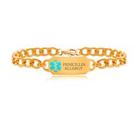 Zircobic Laser Engraved “PENICILLIN ALLERGY” Medical Alert Bracelet | Lightweight & Durable Rose Gold Stainless Steel | Waterproof & Comfortable | Ideal for Travel, Sports & Outdoor Activities