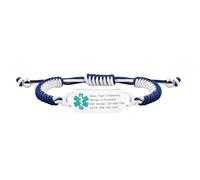 Zircobic Lightweight Comfortable Customizable Medical ID Bracelet - Laser Engraved Personalized Tag, Hypoallergenic Two-Tone Braided Cord, Suitable for Various Health Needs
