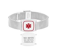 Zircobic Medical ID Bracelet - Engraved “NO BP/IVS/NEEDLES” Stainless Steel, Lightweight, Durable, Waterproof Medical Alert Wristband for Emergency and Daily Wear