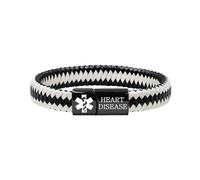 Zircobic Medical ID Bracelet, Personalized Engraved or Updatable Dynamic QR Code Medical Alert Bracelet, Braided Leather Bracelet with Stainless Steel ID Tag, Emergency Contact Jewelry（B/W-HD）