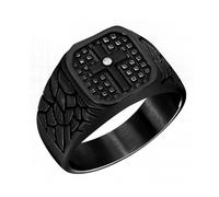 Zircobic Men’s Black Religious Cross Ring, Vintage Stainless Steel Band with Simulated Diamond, Christian Jewelry for Church, Prayer, Worship, Ceremony, Daily Wear, Faith Gift