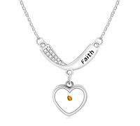 Zircobic Mustard Seed Faith Mountain Necklace - Inspirational Christian Gift with Seed of Faith Pendant - Elegant Cubic Zirconia V Shape Platinum Plated Brass Women's Thanksgiving, Christmas Jewelry