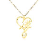 Zircobic Mustard Seed Religious Faith Necklace | Heart Charm Cross Infinity Matthew 17:20 Scripture Jewelry | Personalized Motivational Christian Letter Necklace White/Gold/Rose Gold Plated 45+5cm