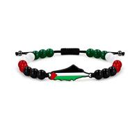 Zircobic Palestinian Flag Red, Black, Green, and White Beaded Bracelet - A Symbol of Faith and Peace, Suitable for Everyday Wear