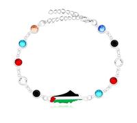 Zircobic|Personalized Handmade Palestine Flag Bracelet | Religious Muslim Prayer Gaza Civil Rights Jewelry | Colorful Beaded Ethnic Cultural Heritage Freedom Fairness bangle7.3+ 2 Extended.