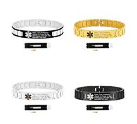 Zircobic Personalized Medical Alert Bracelet - Custom Engraved Waterproof Stainless Steel ID, Lightweight Design for Daily and Outdoor Use