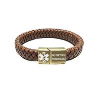Zircobic PU Braided Medical Alert Bracelet | Dynamic QR Code with Information That Can Be Updated Anytime | Custom ICE Emergency Contact | Comfortable Everyday Wear | Multiple Color Options（NO BP/IV）