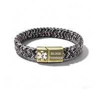 Zircobic PU Braided Medical Alert Bracelet | Dynamic QR Code with Information That Can Be Updated Anytime | Custom ICE Emergency Contact | Comfortable Everyday Wear | Multiple Color Options（Black-BT）