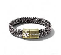 Zircobic PU Braided Medical Alert Bracelet | Dynamic QR Code with Information That Can Be Updated Anytime | Custom ICE Emergency Contact | Comfortable Everyday Wear | Multiple Color Options（WARFARIN）