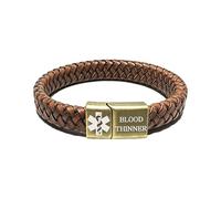 Zircobic PU Braided Medical Alert Bracelet | Dynamic QR Code with Information That Can Be Updated Anytime | Custom ICE Emergency Contact | Comfortable Everyday Wear | Multiple Color Options（Brown-BT）