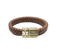 Zircobic PU Braided Medical Alert Bracelet | Dynamic QR Code with Information That Can Be Updated Anytime | Custom ICE Emergency Contact | Comfortable Everyday Wear | Multiple Color Options（T1D）