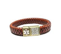 Zircobic PU Braided Medical Alert Bracelet | Dynamic QR Code with Information That Can Be Updated Anytime | Custom ICE Emergency Contact | Comfortable Everyday Wear | Multiple Color Options（Red-QR）