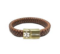 Zircobic PU Braided Medical Alert Bracelet | Dynamic QR Code with Information That Can Be Updated Anytime | Custom ICE Emergency Contact | Comfortable Everyday Wear | Multiple Color Options（ASTHMA）