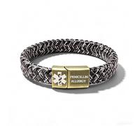 Zircobic PU Braided Medical Alert Bracelet | Dynamic QR Code with Information That Can Be Updated Anytime | Custom ICE Emergency Contact | Comfortable Everyday Wear | Multiple Color Options（PCN ALL）