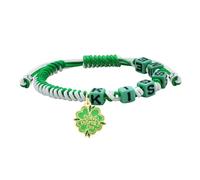 Zircobic Romantic Irish Friendship Bracelet - Carved St. Patrick's Day Four-Leaf Clover Pendant, Hand Woven KISS ME Letter Bracelet, Suitable for Men and Women, Lucky Holiday Theme Jewelry