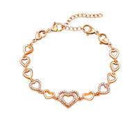 Zircobic Rose Golden Heart Bracelet for Women - Hollow Zirconia Design with Romantic Touch, Elegant and Stylish Jewelry for Daily Wear or Travel Looks YA5745