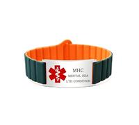 Zircobic Silicon Rubber Emergency Medical ID Bracelet, Compatible with Apple Watch & Samsung Watch, Engraved Stainless Steel Tag Version or Dynamic QR Code Version, for Daily Wear （MHC）