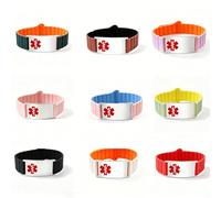 Zircobic Silicon Rubber Emergency Medical ID Bracelet, Compatible with Apple Watch & Samsung Watch, Engraved Stainless Steel Tag Version or Dynamic QR Code Version, for Daily Wear （Diy）