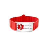 Zircobic Silicon Rubber Emergency Medical ID Bracelet, Compatible with Apple Watch & Samsung Watch, Engraved Stainless Steel Tag Version or Dynamic QR Code Version, for Daily Wear （T1D）