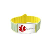 Zircobic Silicon Rubber Emergency Medical ID Bracelet, Compatible with Apple Watch & Samsung Watch, Engraved Stainless Steel Tag Version or Dynamic QR Code Version, for Daily Wear （WARFARIN）