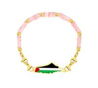 Zircobic Stylish Women's Middle Eastern Bracelet Featuring Rectangular Watermelon Tourmaline and Palestinian Map Design - Suitable for Various Occasions