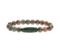 Zircobic Tibetan Brown & Green Agate Multi-Eyed Dzi Bead Bracelet - 3cm Natural Stone Cultural-Inspired Jewelry for Men & Women, Meditation, Yoga, Daily Wear