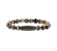 Zircobic Tibetan Green Agate Dzi Bead Bracelet - 3cm Natural Multi-Eye Stone, Spiritual-Inspired Jewelry for Men & Women, Meditation, Yoga, Daily Wear