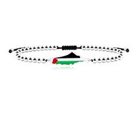 Zircobic White Copper Bead Palestinian Flag Woven Bracelet - Minimalist Style for Prayer, Meditation, and Peace Advocates