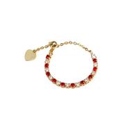 Zircon Adjustable Chain Rings For Women Men Single Row Rainbow Wedding Party Ring(Color 19)