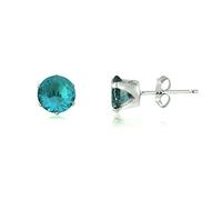 ZIRCON BLUE 2MM Classic Brilliant Round Cut Cubic Zirconia (CZ) Sterling Silver Birthstone Stud Earrings/Ear Studs for Women Ladies Girls - 925 Sterling Silver. 2-BZIR