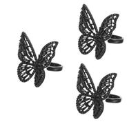 Zircon Butterfly Open Non Sleeper Studs Hoops Dangling Engagement Glow Stars Bee Women Butterflies Spinner Rings for The Opening Ring Alloy Black