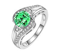 Zircon Full Ring Jewelry Birthday Proposal Bridal Engagement Ring Ring Pack Size 9 (Green, 8)