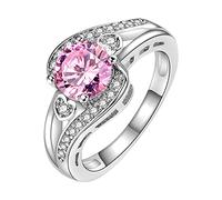 Zircon Full Ring Jewelry Birthday Proposal Bridal Engagement Ring Rings for 1 (Pink, 8)