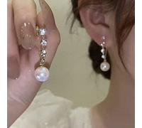 Zircon Inlaid Brilliant Heart Pearl Earrings for Women Wedding Jewelry Birthday Gift