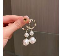 Zircon Inlaid Brilliant Heart Pearl Earrings for Women Wedding Jewelry Birthday Gift