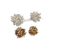 Zircon Pearl Firework Stud Earrings for Women, Retro Minimalist Versatile Fashion Earrings Gift (Silver)