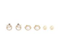 Zircon Pearl Serpentine Three Pair Earnail Set, Personalized Serpentine Earrings, Pearl Earrings, Women's Jewelry, Gift For Wife And Daughter