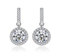 Zircon Real Silver Drop Long Earrings For Women Dangle Hanging Earring 925 Sterling-silver Luxury Fine Jewelry