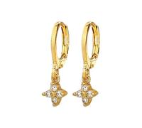 Zircon Short Earrings Personality Cold Wind Geometric Flower Earrings With Four Ear Buckle Large Studs Earrings for Women (B, A)