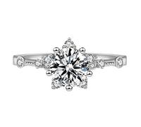 Zircon Snowflake Ring Micro Luxury Ring Inlaid Jewellery Fashion Open Rings Quartet of Rings, one size, Copper, No Gemstone