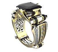 Zircon Wide Band Ring,Durable Vintage Zircon Rings | Copper Rectangle Rings with Zircons,Vintage Charm Copper Zircon Rings for Dating, Party, Anniversary, L, Copper Alloy Zircon, Please refer to