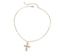 Zirconia Inlaid Coppers Crucifix Pendant Necklace Spiritual Choker Fashion Accessory For Religious Event And Daily Wear Religious Jewelry