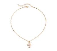 Zirconia Inlaid Coppers Crucifix Pendant Necklace Spiritual Choker Fashion Accessory For Religious Event And Daily Wear Religious Jewelry