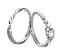 Zirconia Rings for Women Engagement Rings in Real 9.25 Silver Sterling Star Adjustable Popular for Couple Sister Birthday Jewelry