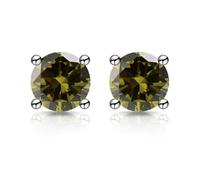 Zirconia Stud Earrings One Carat Main Stone Earrings Hypoallergenic Flat Back Earring Comfortable Shiny Daily Wear Jewelry for Women Men Yellow Green