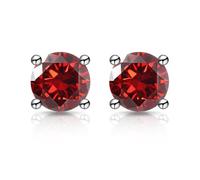 Zirconia Stud Earrings One Carat Main Stone Earrings Hypoallergenic Flat Back Earring Comfortable Shiny Daily Wear Jewelry for Women Men Red