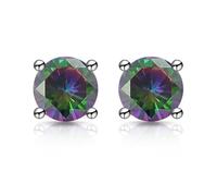 Zirconia Stud Earrings One Carat Main Stone Earrings Hypoallergenic Flat Back Earring Comfortable Shiny Daily Wear Jewelry for Women Men Multicolor