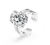 Zirconia Wedding Engagement Ring 925 Sterling Silver Rings for Women, Adjustable Silver Chunky Open Ring with Cubic Zirconia CZ Diamond Ring Anniversary Promise Eternity Wedding Rings for Women Lady